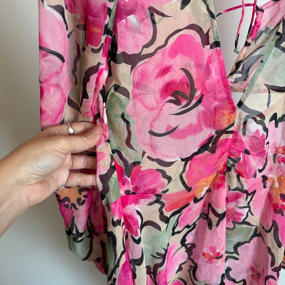 $260 NWOT For Love And Lemons “Tiana” Floral Asymmetrical Sheer Dress Sz Small - Picture 12 of 13